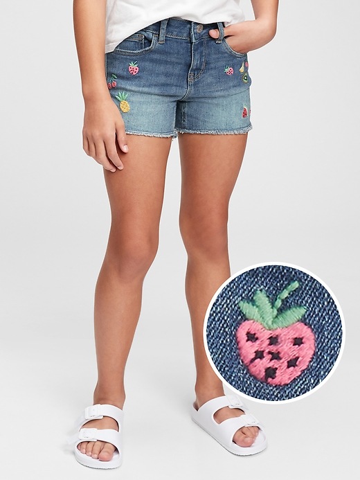 1 of 8 showing, with the color medium wash of product Kids Denim Shorts with Stretch