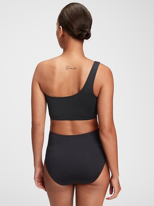 2 of 8 showing, with the color true black of product One-Shoulder Bikini Top