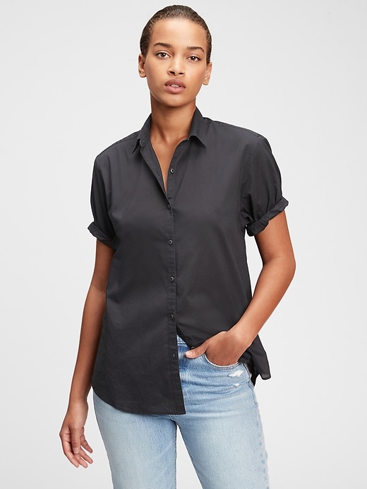 1 of 8 showing, with the color washed black of product Roll Cuff Sleeve Shirt