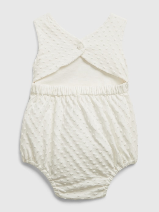 2 of 8 showing, with the color new off white of product Baby Bubble One-Piece with Headband