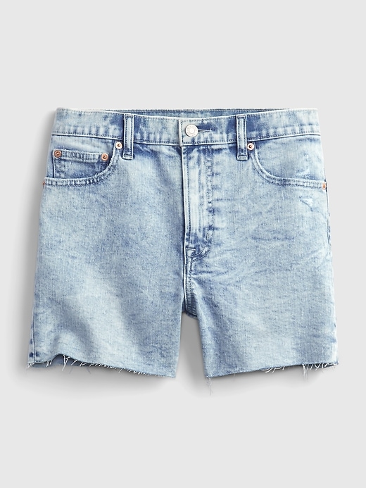 Image number 7 showing, 4" High Rise Denim Shorts with Washwell
