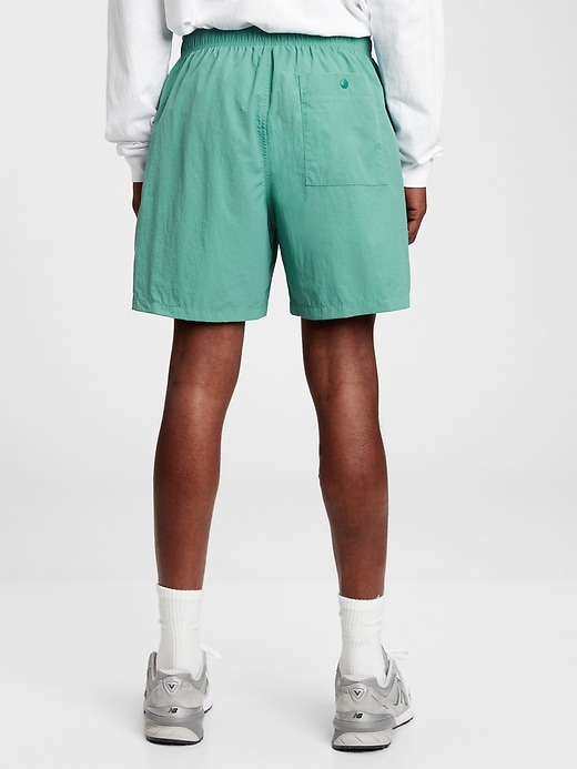 2 of 8 showing, with the color deep sea glass blue of product 6" Recycled Volume Easy Shorts