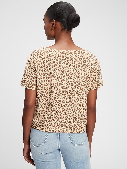 2 of 8 showing, with the color brown leopard print of product Relaxed Cropped Print Pocket T-Shirt