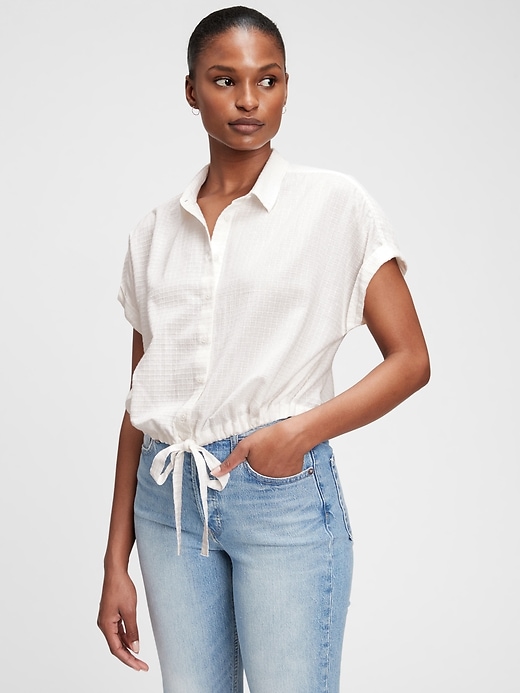 Cropped Tie-Front T-Shirt | Gap