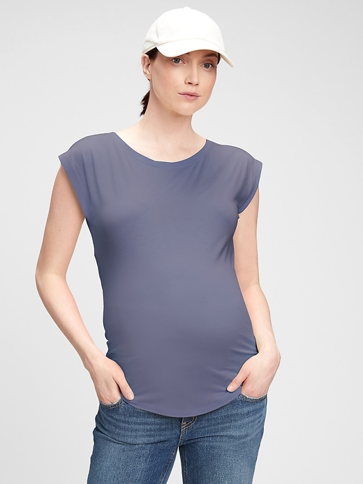 View large product image 1 of 1. Maternity Dolman Cap Sleeve T-Shirt