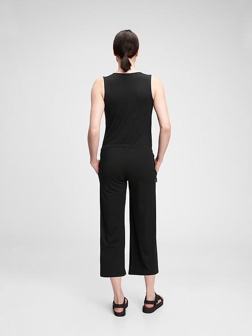 Image number 2 showing, Maternity Sleeveless Button-Front Jumpsuit