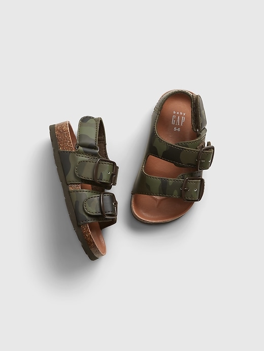 1 of 8 showing, with the color green camo of product Toddler Buckle Sandals