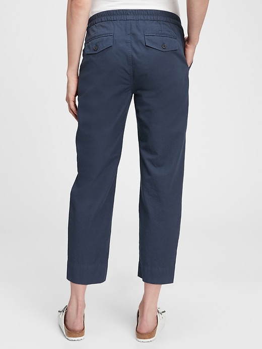 2 of 8 showing, with the color vintage navy of product Maternity Straight Cropped Pants