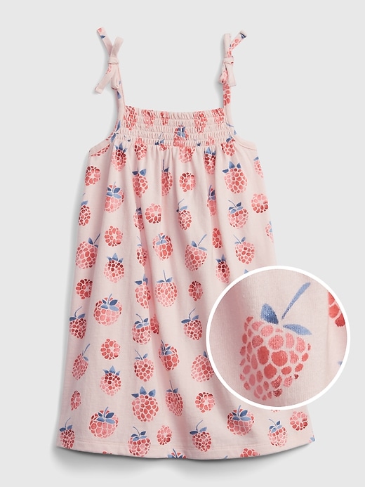 1 of 8 showing, with the color raspberry pink of product Toddler Raspberry Graphic Smocked Dress