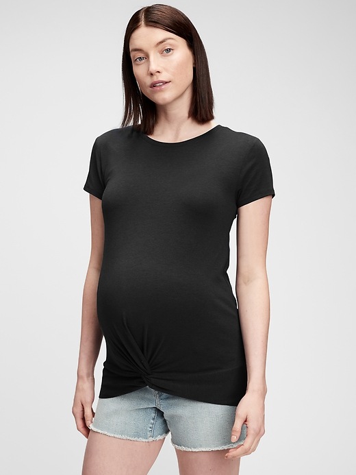 View large product image 1 of 1. Maternity Twist-Knot T-Shirt