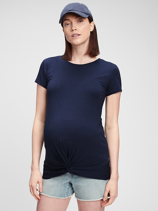 View large product image 1 of 1. Maternity Twist-Knot T-Shirt
