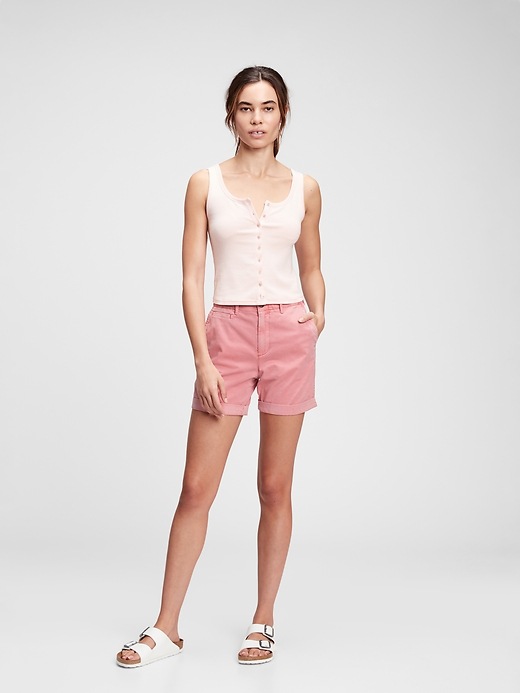 1 of 8 showing, with the color apple blossom pink of product 5" Khaki Shorts