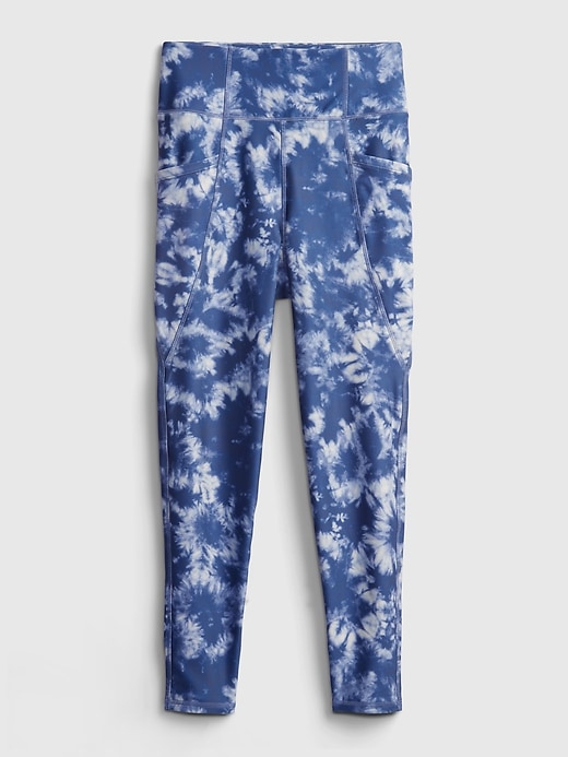 2 of 8 showing, with the color blue tie dye of product GapFit Teen Recycled Capri Leggings