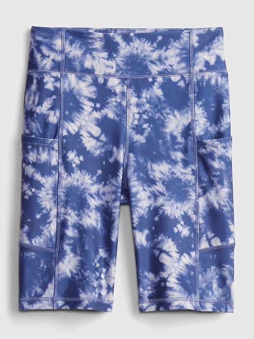 2 of 8 showing, with the color navy tie dye of product GapFit Teen Recycled Tie-Dye High-Rise Biker Shorts