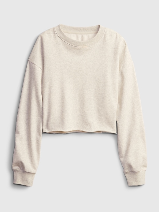 2 of 8 showing, with the color grey heather of product Teen Cropped Cut-Off Crewneck Sweatshirt