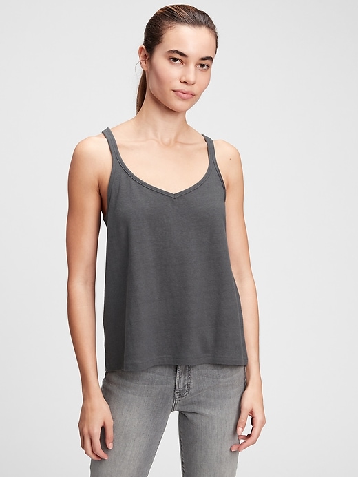1 of 8 showing, with the color soft black of product V-Neck Tank Top