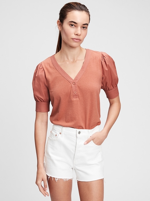 Image number 8 showing, Puff Sleeve Henley Top