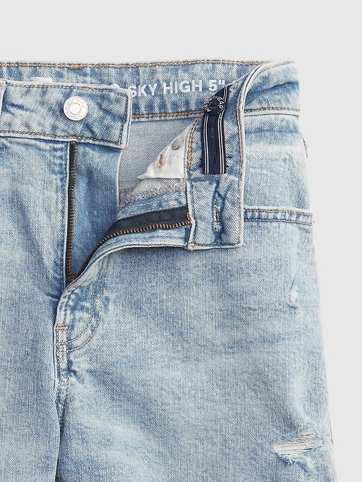 Image number 4 showing, Teen Sky High-Rise Midi Denim Shorts with Washwell&#153