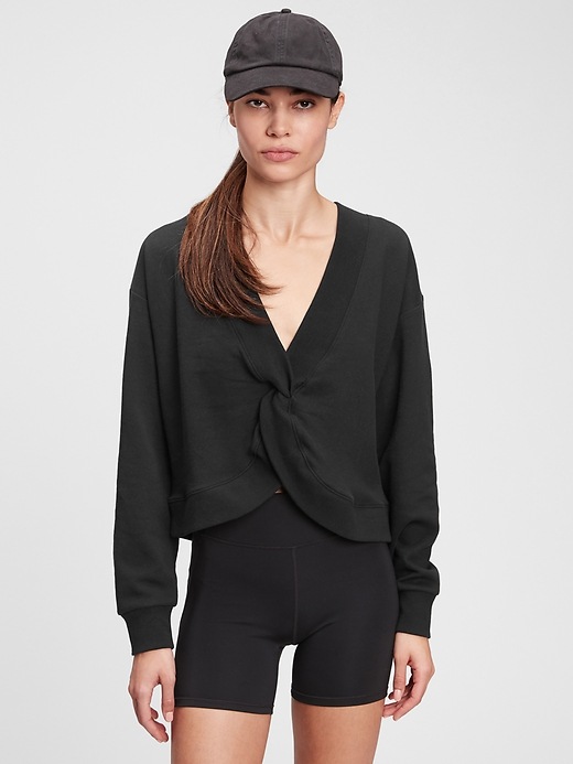 1 of 8 showing, with the color true black of product Reversible Twist Crewneck Sweatshirt