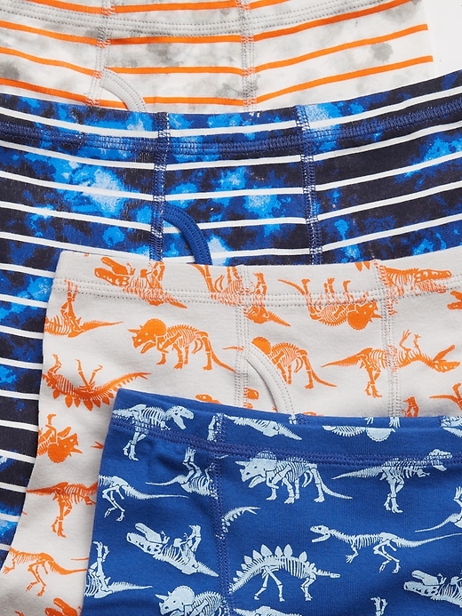 2 of 8 showing, with the color multi of product Kids 100% Organic Cotton Dinosaur Boxer Briefs (4-Pack)