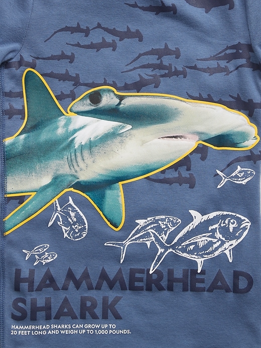 2 of 8 showing, with the color chrome blue of product GapKids &#124 National Geographic Hammerhead Shark 100% Organic Cotton PJ Set