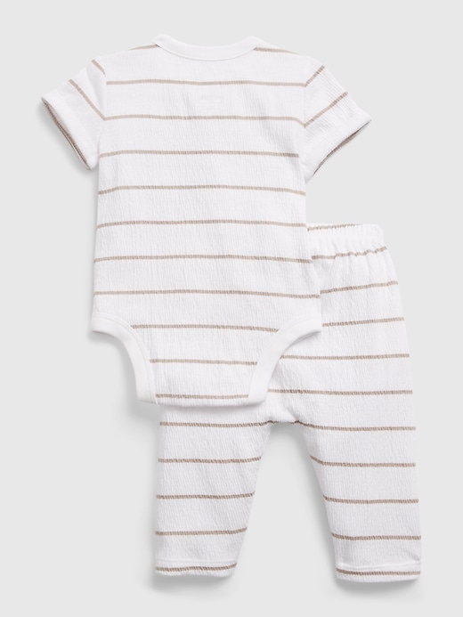 2 of 8 showing, with the color optic white of product Baby Stripe Outfit Set