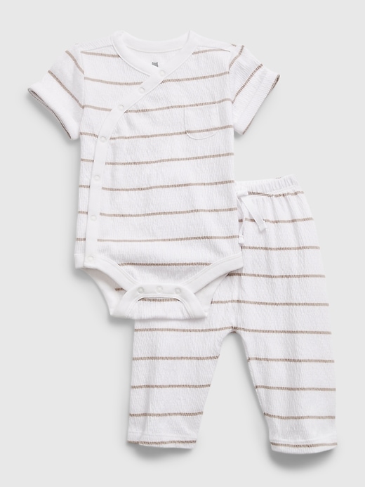 1 of 8 showing, with the color optic white of product Baby Stripe Outfit Set