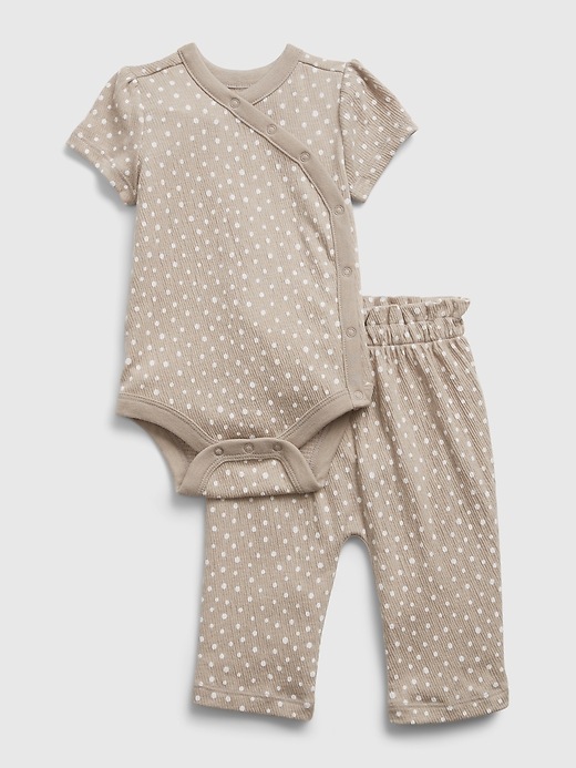 1 of 8 showing, with the color quail of product Baby Polk-A-Dot Outfit Set