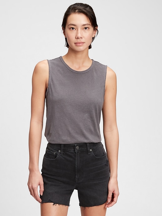 1 of 8 showing, with the color soft black of product Shrunken Muscle Tank Top