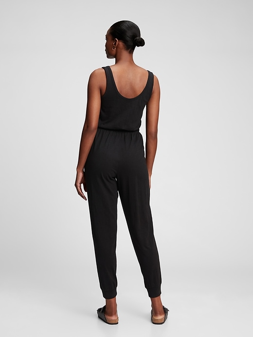 2 of 8 showing, with the color true black of product Sleeveless Patch Pocket Jumpsuit