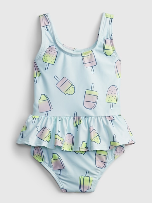 2 of 8 showing, with the color ice cream cone purple of product Toddler Recycled Polyester Ice Cream Graphic Swim One-Piece