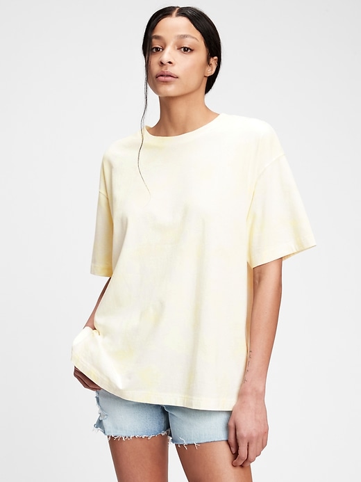 1 of 8 showing, with the color yellow tie dye of product Oversized Tie-Dye T-Shirt