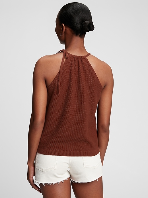 2 of 8 showing, with the color burnt russet red of product Side-Tie Tank Top