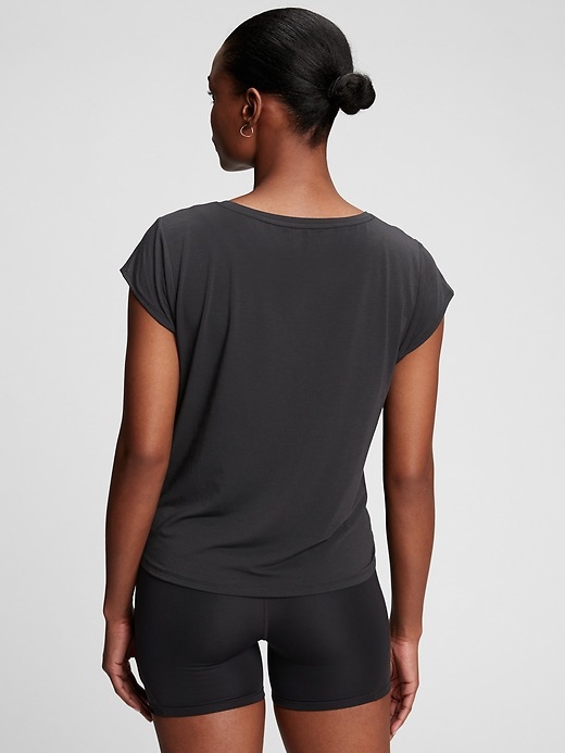2 of 8 showing, with the color true black of product GapFit Breathe Side-Twist T-Shirt