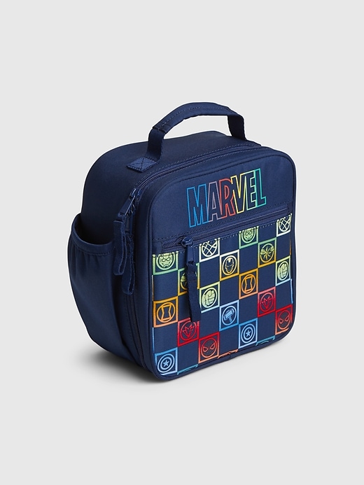 1 of 8 showing, with the color elysian blue of product GapKids &#124 Marvel Graphic Recycled Polyester Lunchbag