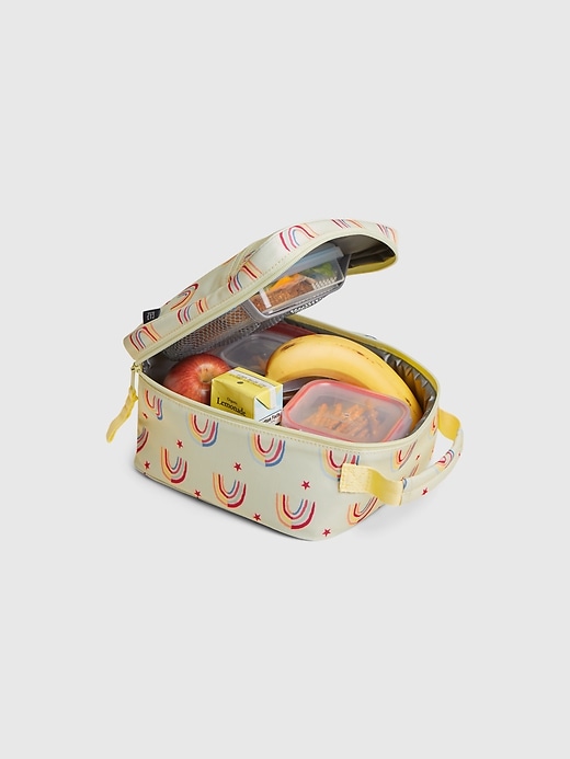 2 of 8 showing, with the color new honeysuckle of product Kids Recycled Polyester Rainbow Graphic Lunchbag