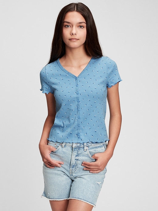 1 of 8 showing, with the color light blue heather of product Teen V-Neck Top