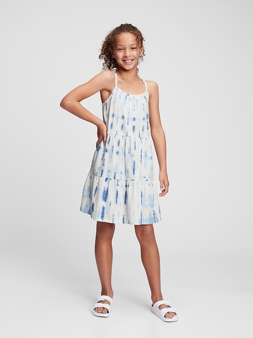 2 of 8 showing, with the color blue tie dye of product Kids Tie-Dye Tiered Dress