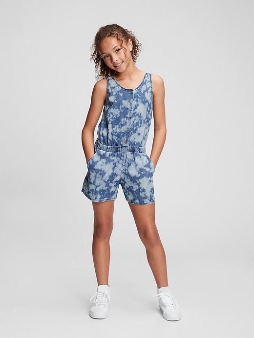 Image number 2 showing, Kids Tie-Dye Denim Romper