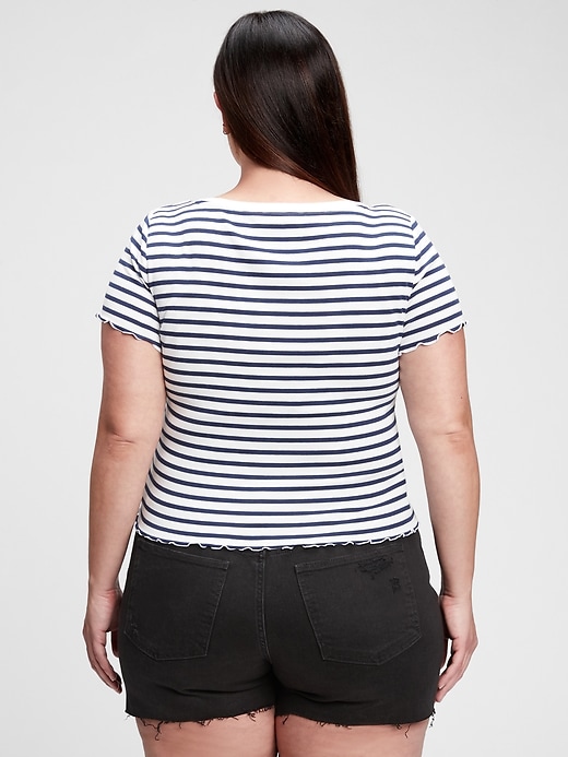 2 of 8 showing, with the color elysian blue stripe of product Modern Lettuce-Edge Squareneck T-Shirt