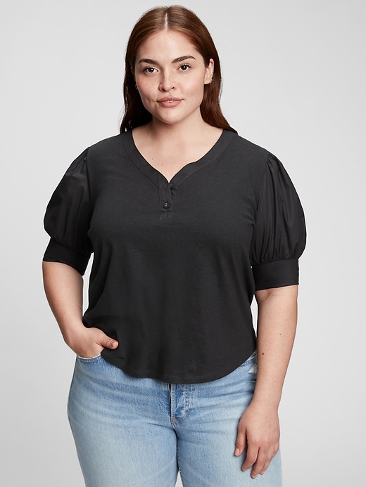 Image number 4 showing, Puff Sleeve Henley Top