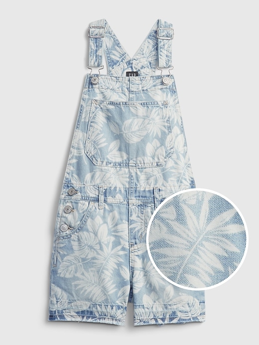 1 of 8 showing, with the color light wash of product Kids Graphic Denim Shortalls with Washwell ™