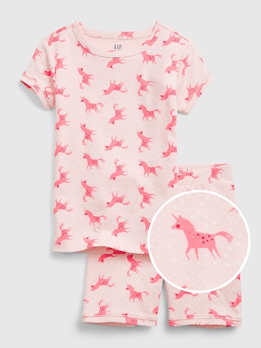 1 of 8 showing, with the color cherry blossom of product Kids 100% Organic Cotton Unicorn PJ Set