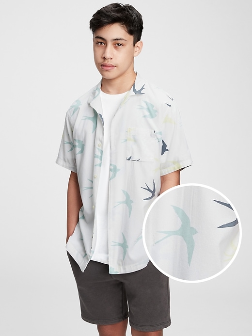 1 of 8 showing, with the color optic white of product Teen Organic Cotton Resort Shirt