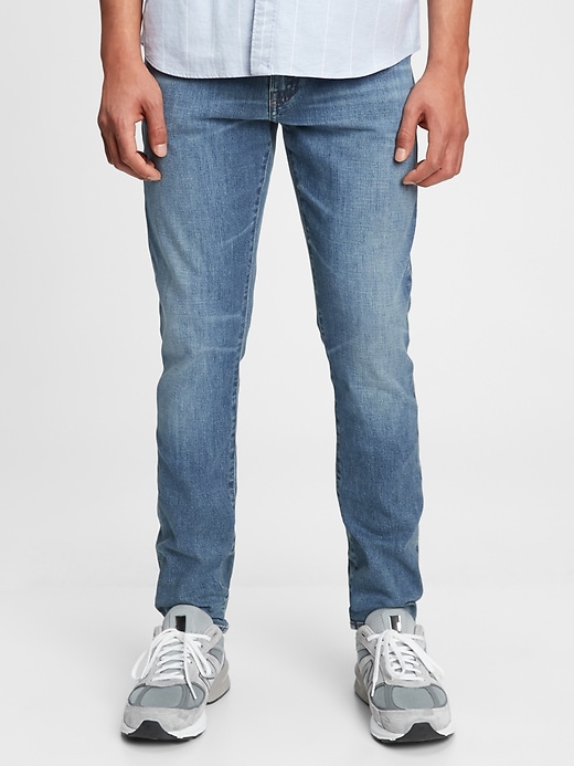 1 of 8 showing, with the color light denim of product GapFlex Slim Jeans With Washwell™