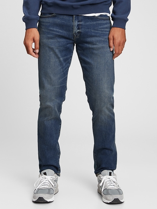 1 of 8 showing, with the color worn dark of product Soft Wear Slim Straight Jeans With Washwell™