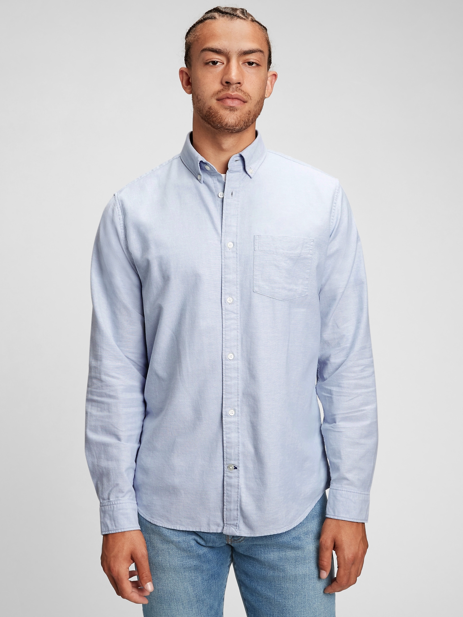 Gap Classic Oxford Shirt In Standard Fit With In-conversion Cotton In Light Blue