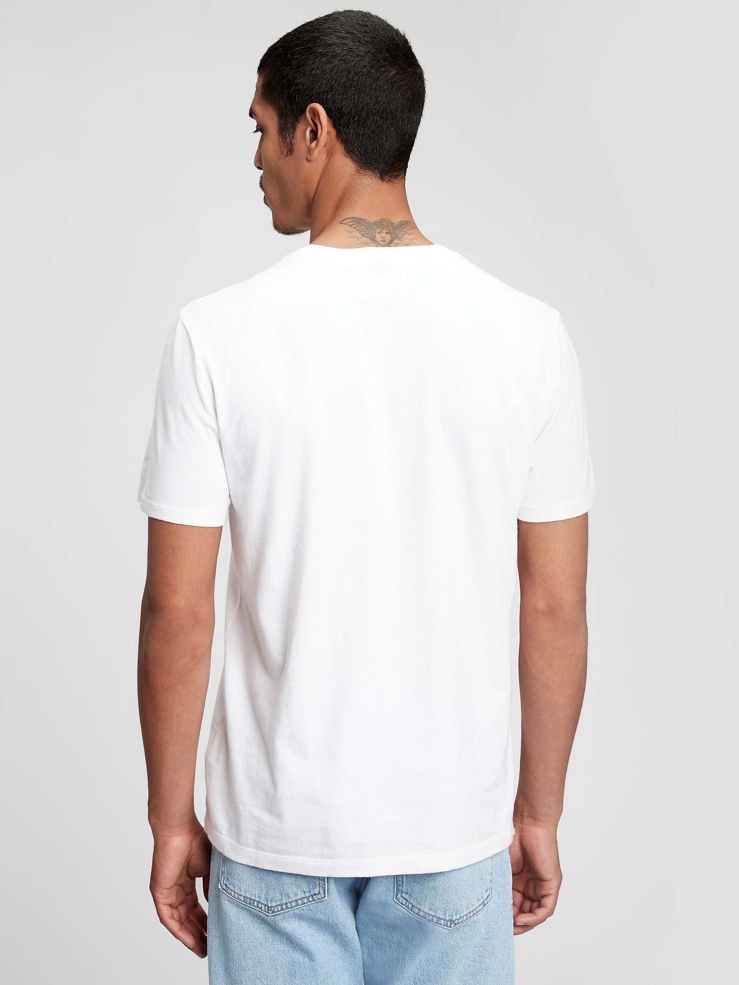 Cotton Four Squares Collar T Shirt, Size: M-XXL