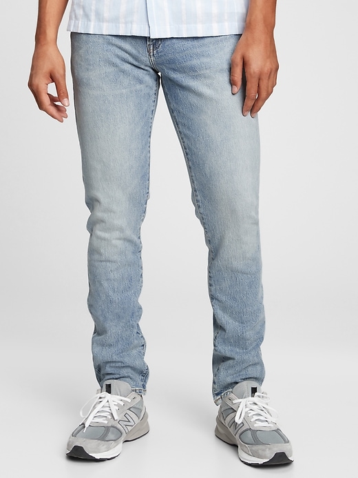 1 of 8 showing, with the color light wash of product GapFlex Slim Jeans With Washwell™