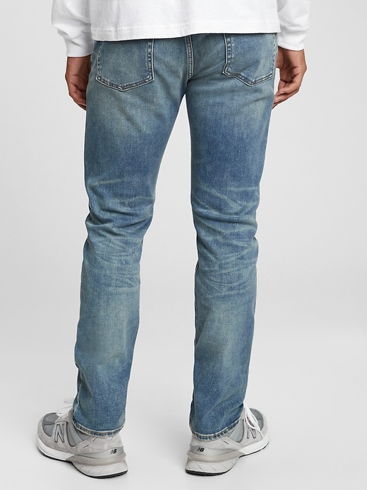 2 of 8 showing, with the color medium indigo of product Soft Wear Slim Straight Jeans With Washwell™